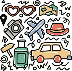 doodle set of holidays hand drawing