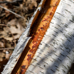 birch bark split open