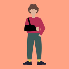 Male with injured arm in a sling