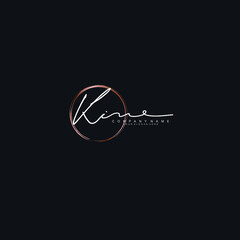 KI Initials handwritten minimalistic logo template vector	