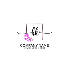 KK Initials handwritten minimalistic logo template vector	