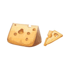 Pieces of cheese. Color vintage engraved vector
