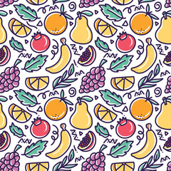 doodle various fruit collection hand drawing