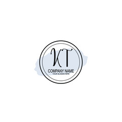 KT Initials handwritten minimalistic logo template vector