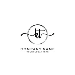 KT Initials handwritten minimalistic logo template vector
