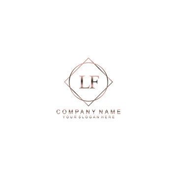 LF Initials handwritten minimalistic logo template vector	
