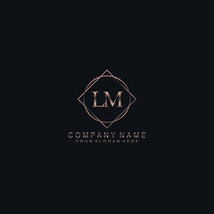 LM Initials handwritten minimalistic logo template vector