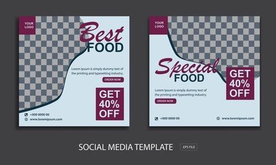 restaurant and food template, Suitable for social media post and web internet ads. Vector illustration with photo college