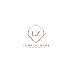 LZ Initials handwritten minimalistic logo template vector - obrazy, fototapety, plakaty