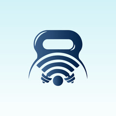 smart home networking vector fitness logo design with dumbbell icon