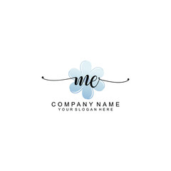 ME Initials handwritten minimalistic logo template vector