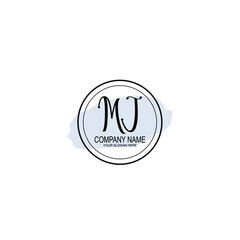 MJ Initials handwritten minimalistic logo template vector