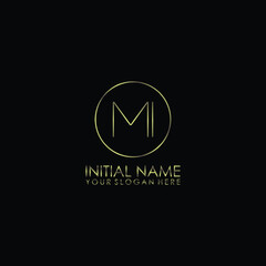 MI Initials handwritten minimalistic logo template vector