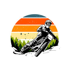 motocross with retro style - obrazy, fototapety, plakaty