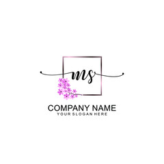 MS Initials handwritten minimalistic logo template vector