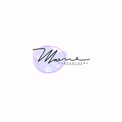 MW Initials handwritten minimalistic logo template vector	
