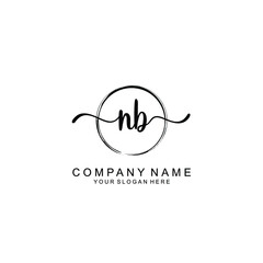 NB Initials handwritten minimalistic logo template vector	
