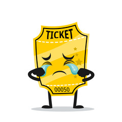 vector illustration of ticket mascot or character crying
