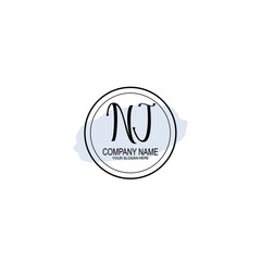 NJ Initials handwritten minimalistic logo template vector