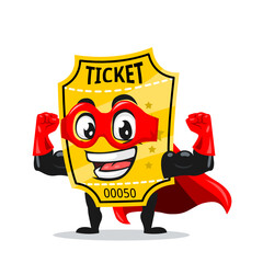 vector illustration of ticket mascot or character wearing super hero costume