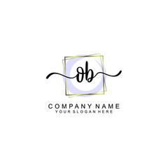 OB Initials handwritten minimalistic logo template vector