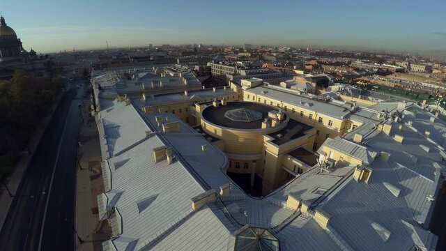 Aerial view. Senate and Synod. The Constitutional Court in St. Petersburg. 4K.