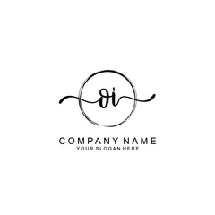 OI Initials handwritten minimalistic logo template vector