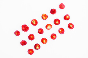 Red strawberries on white background.