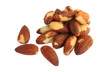 Roasted almond nuts isolated on white background