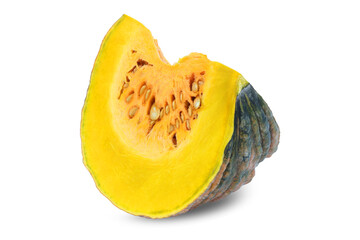 fresh sliced pumpkin isolated on white background