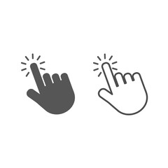 Obraz premium Touch vector icons.Hand Cursor symbol. Computer hand cursor click, hand pointer clicking effect black Illustration isolated for graphic and web design.