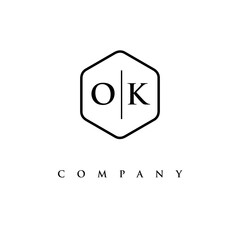 initial OK logo design vector