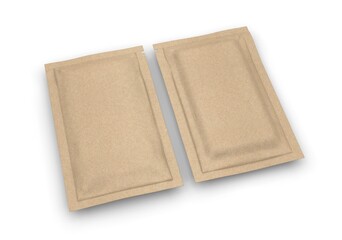 matte paper sachet. Photo-realistic packaging mockup template. 3d illustration.