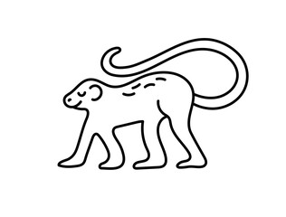 Monkey. Chinese horoscope 2028 year. Animal symbol vector illustration. Black line doodle sketch. Editable path