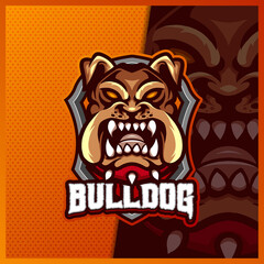 French bulldog head mascot esport logo design illustrations vector template, Dog logo for team game streamer youtuber banner twitch discord