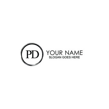 PD Initials handwritten minimalistic logo template vector