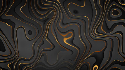 Black and golden liquid wavy pattern abstract background