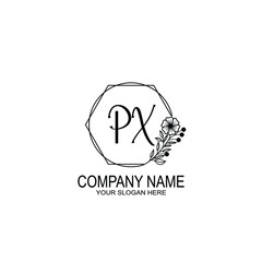 PX Initials handwritten minimalistic logo template vector