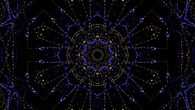 Kaleidoscope fractals background with golden colour shades