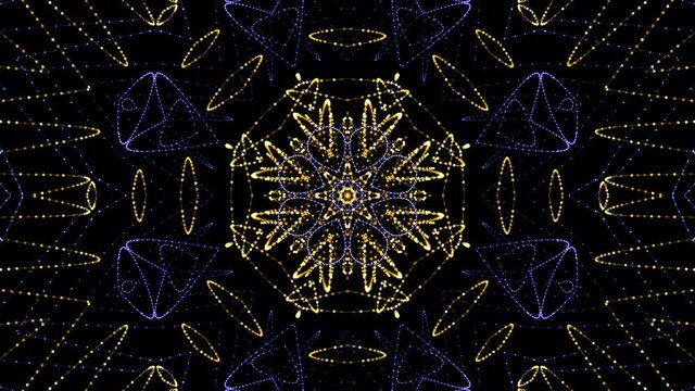 Kaleidoscope fractals background with golden colour shades