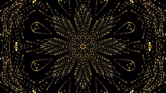 Kaleidoscope fractals background with golden colour