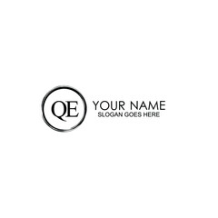 QE Initials handwritten minimalistic logo template vector