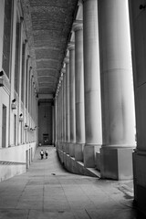 Black and White Line of Columns or Pillars on Building in Toronto, Canada