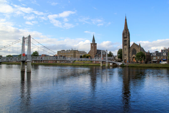 Cityscape of Inverness Reflected in River, Scotland