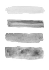 Set of black  watercolour textured isolated on white background, Watercolour painting soft textured on wet white paper background, Abstract black watercolor illustration banner, wallpaper