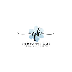 QK Initials handwritten minimalistic logo template vector