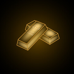 Gold ingot neon icon