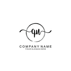 QU Initials handwritten minimalistic logo template vector