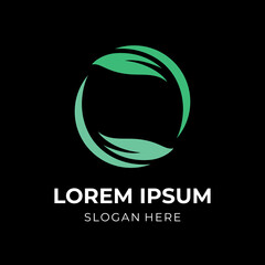 twin leaf logo concept with flat green color style