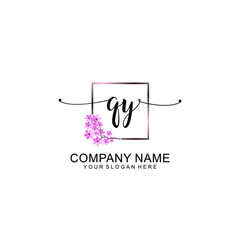 QY Initials handwritten minimalistic logo template vector